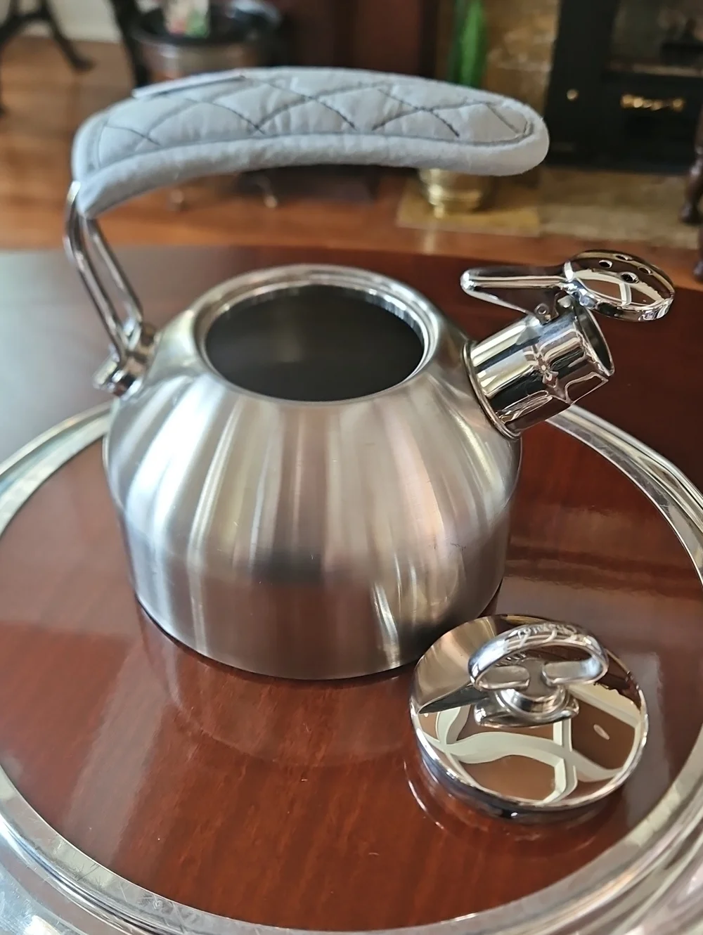 Chantal Classic Stainless Steel Tea Kettle with Hohner Harmonica Whistle & Mitt